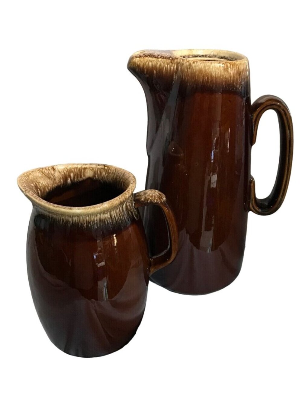Hull Pottery Coffee Pot Bundle 7” Pitcher & 10.5" Coffee Pot USA Brown MCM